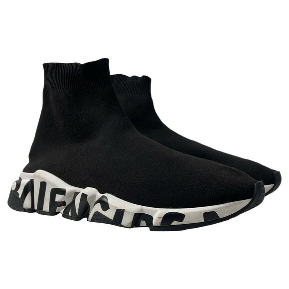 Balenciaga Logo Sole Speed Sneakers in Black Polyester - Picture 7 of 10